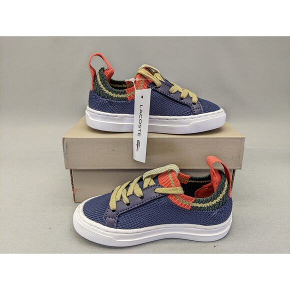 Lacoste Unisex-Child Infant's La Piquee Sneaker Navy/Red, 5.5 - Picture 3 of 9